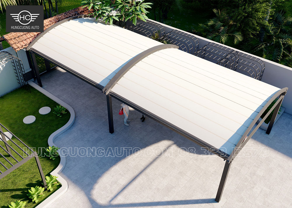 Bản vẽ mái xếp khung nhôm pegola