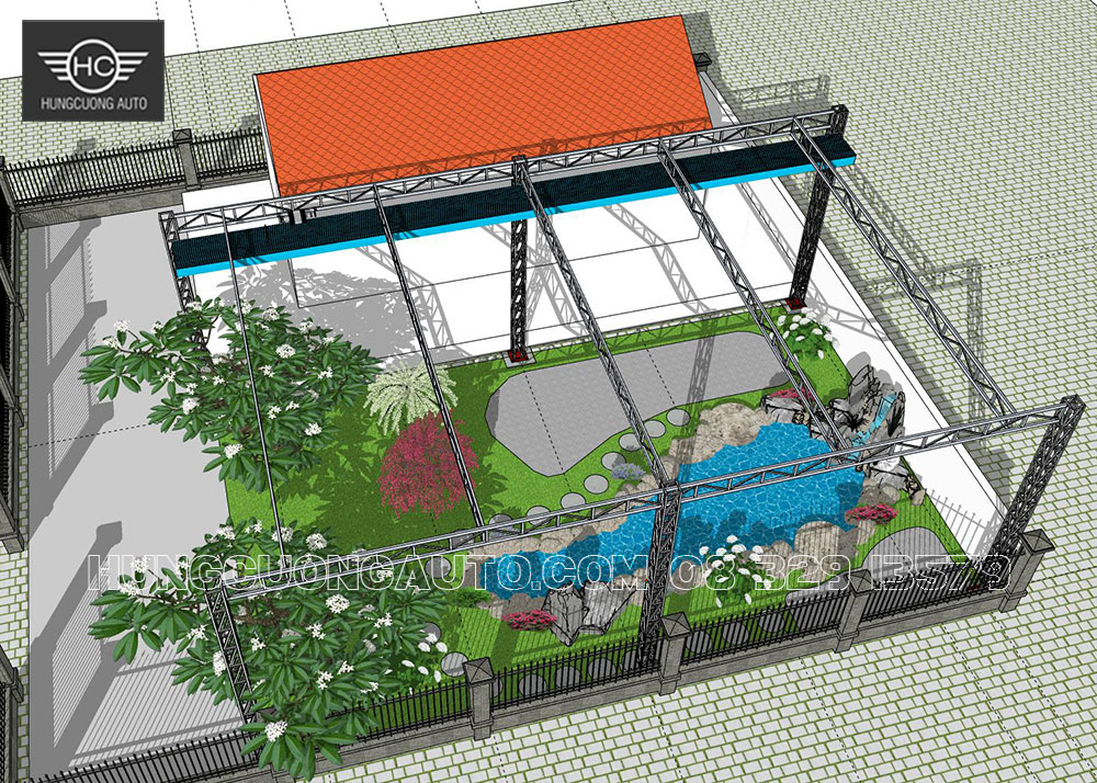 Bản vẽ mái xếp 10x16m cho sân vườn, hồ cá koi đẹp nhất Bản vẽ mái xếp 10x16m cho sân vườn, hồ cá koi đẹp nhất