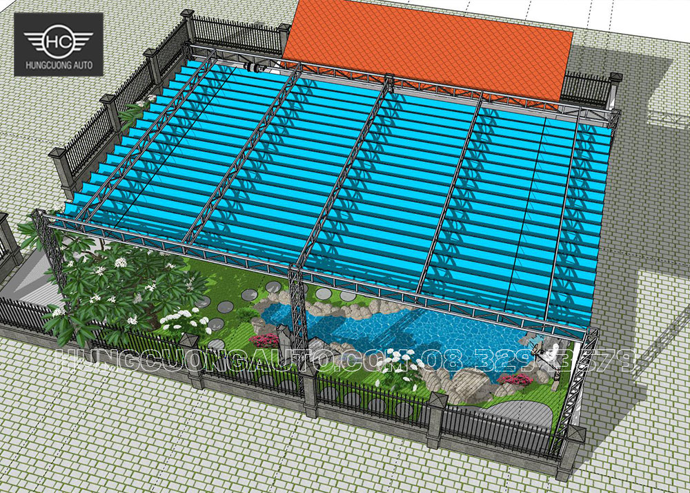 Bản vẽ mái xếp 10x16m cho sân vườn, hồ cá koi đẹp nhất Bản vẽ mái xếp 10x16m cho sân vườn, hồ cá koi đẹp nhất