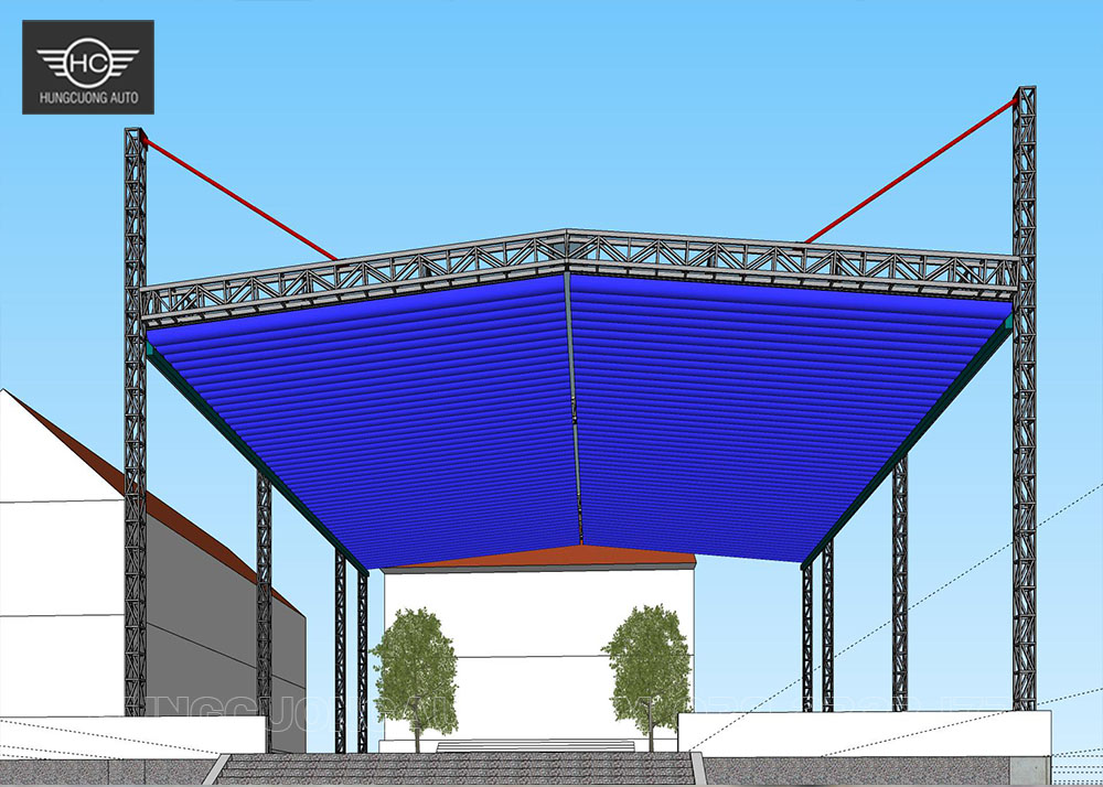 Mái xếp di động chữ A, vượt nhịp 23.5x26.3m Mái xếp di động chữ A, vượt nhịp 23.5x26.3m