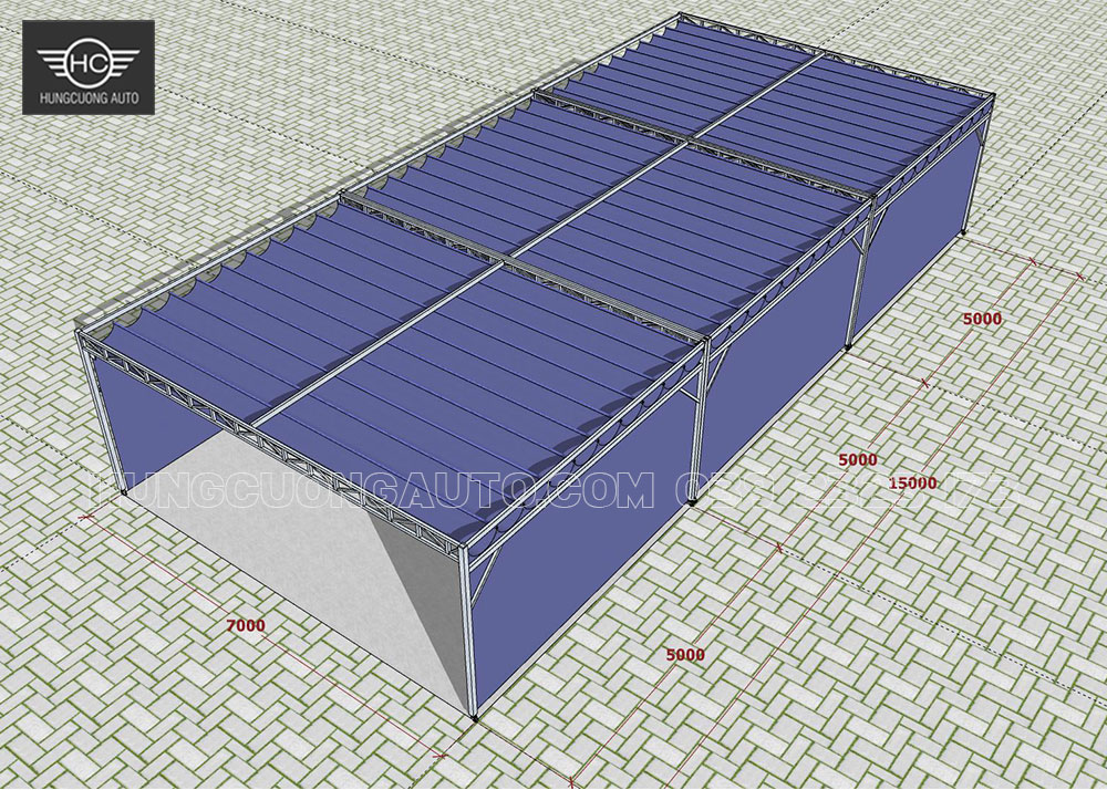Bản vẽ nhà bạt xếp di động 7mx15m Bản vẽ nhà bạt xếp di động 7mx15m
