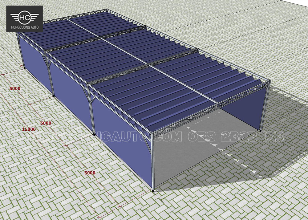 Bản vẽ nhà bạt xếp di động 7mx15m Bản vẽ nhà bạt xếp di động 7mx15m