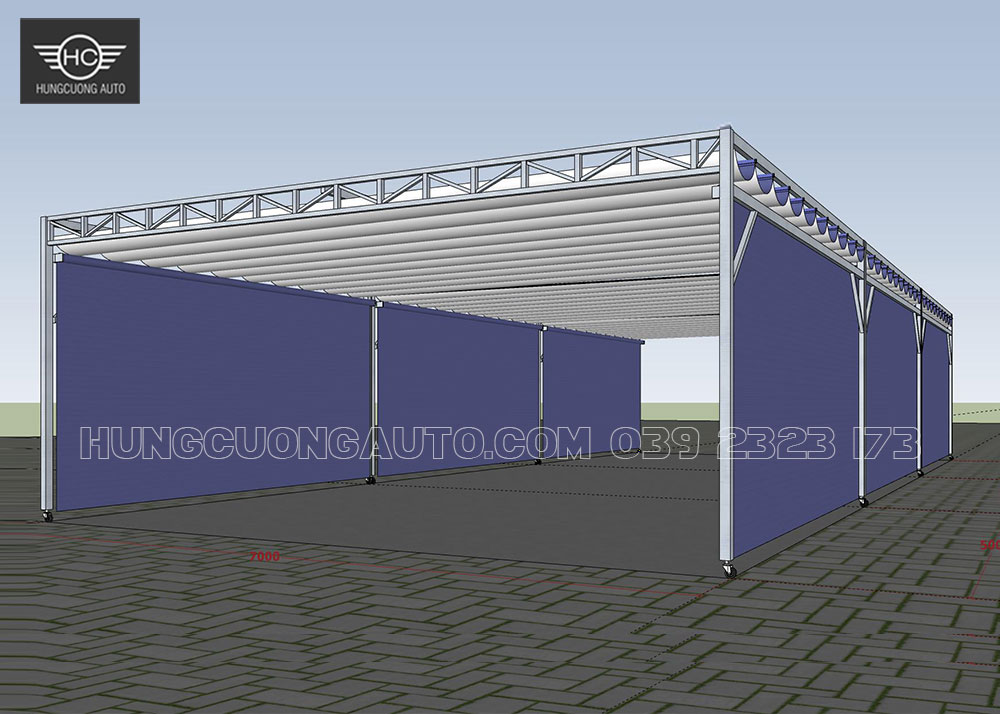 Bản vẽ nhà bạt xếp di động 7mx15m Bản vẽ nhà bạt xếp di động 7mx15m