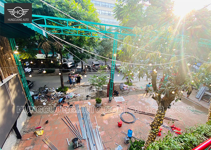 Thi công mái che xếp quán nhậu đẹp nhất Hà Nội Thi công mái che xếp quán nhậu đẹp nhất Hà Nội