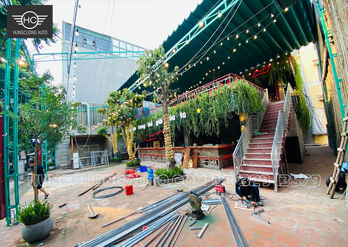 Thi công mái che xếp quán nhậu đẹp nhất Hà Nội Thi công mái che xếp quán nhậu đẹp nhất Hà Nội