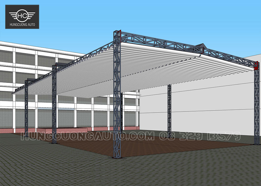 HÌnh ảnh bản vẽ 3d thiết kế mái bạt trường mầm non Tương Mai