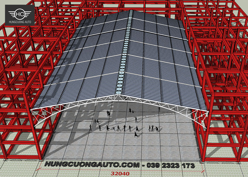 bản vẽ 3D mái bạt xếp đi dộng bản vẽ 3D mái bạt xếp đi dộng