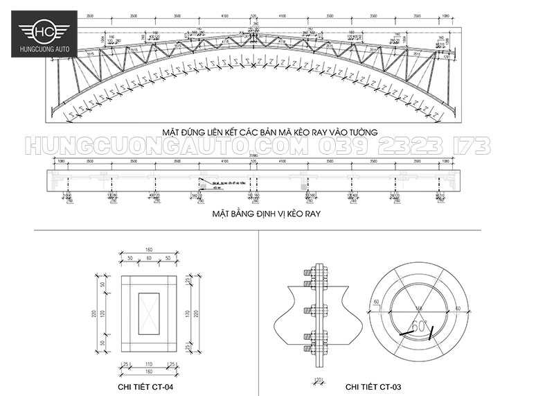 Bản vẽ cad 2d mái bạt xếp di động Bản vẽ cad 2d mái bạt xếp di động