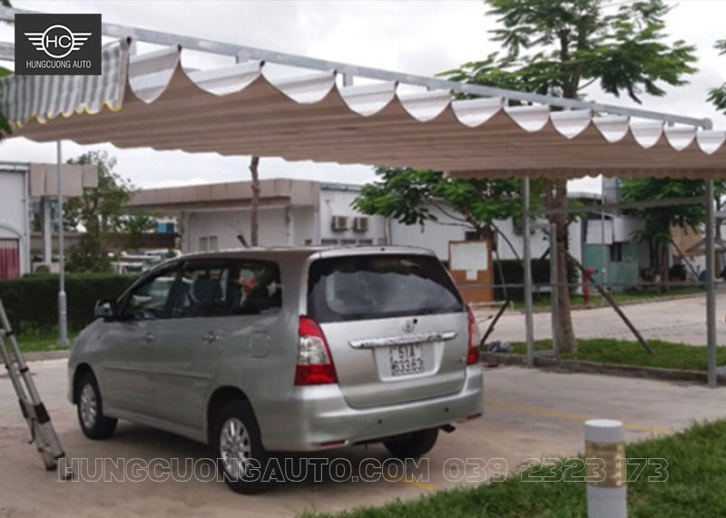 Mái bạt kéo lượn sóng che nhà xe, gara Mái bạt kéo lượn sóng che nhà xe, gara