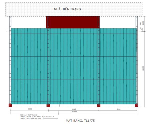 mặt bằng mái xếp di động